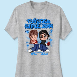 Y2K Couple Airbrushed Personalized Shirt, Perfect 2025  Gift For Him For Her