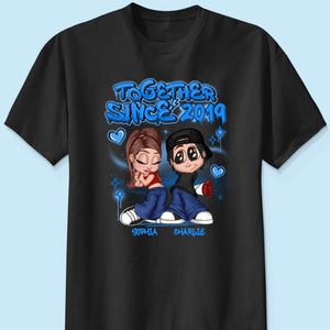 Y2K Couple Airbrushed Personalized Shirt, Perfect 2025  Gift For Him For Her