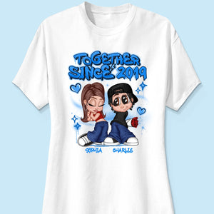 Y2K Couple Airbrushed Personalized Shirt, Perfect 2025  Gift For Him For Her