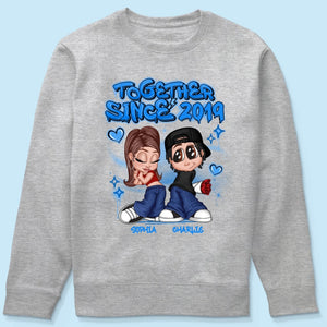 Y2K Couple Airbrushed Personalized Shirt, Perfect 2025  Gift For Him For Her