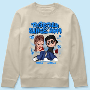 Y2K Couple Airbrushed Personalized Shirt, Perfect 2025  Gift For Him For Her