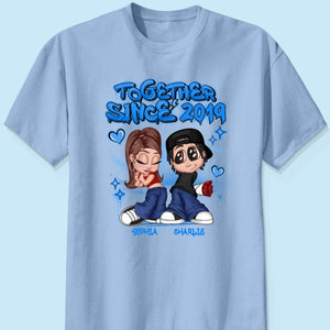 Y2K Couple Airbrushed Personalized Shirt, Perfect 2025  Gift For Him For Her