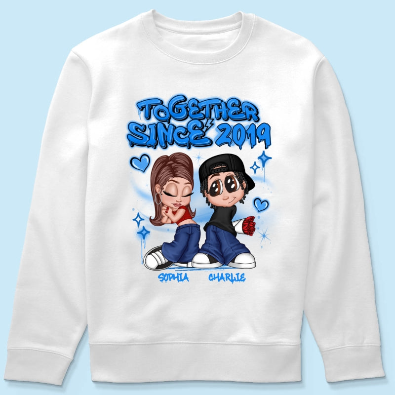 Y2K Couple Airbrushed Personalized Shirt, Perfect 2025  Gift For Him For Her