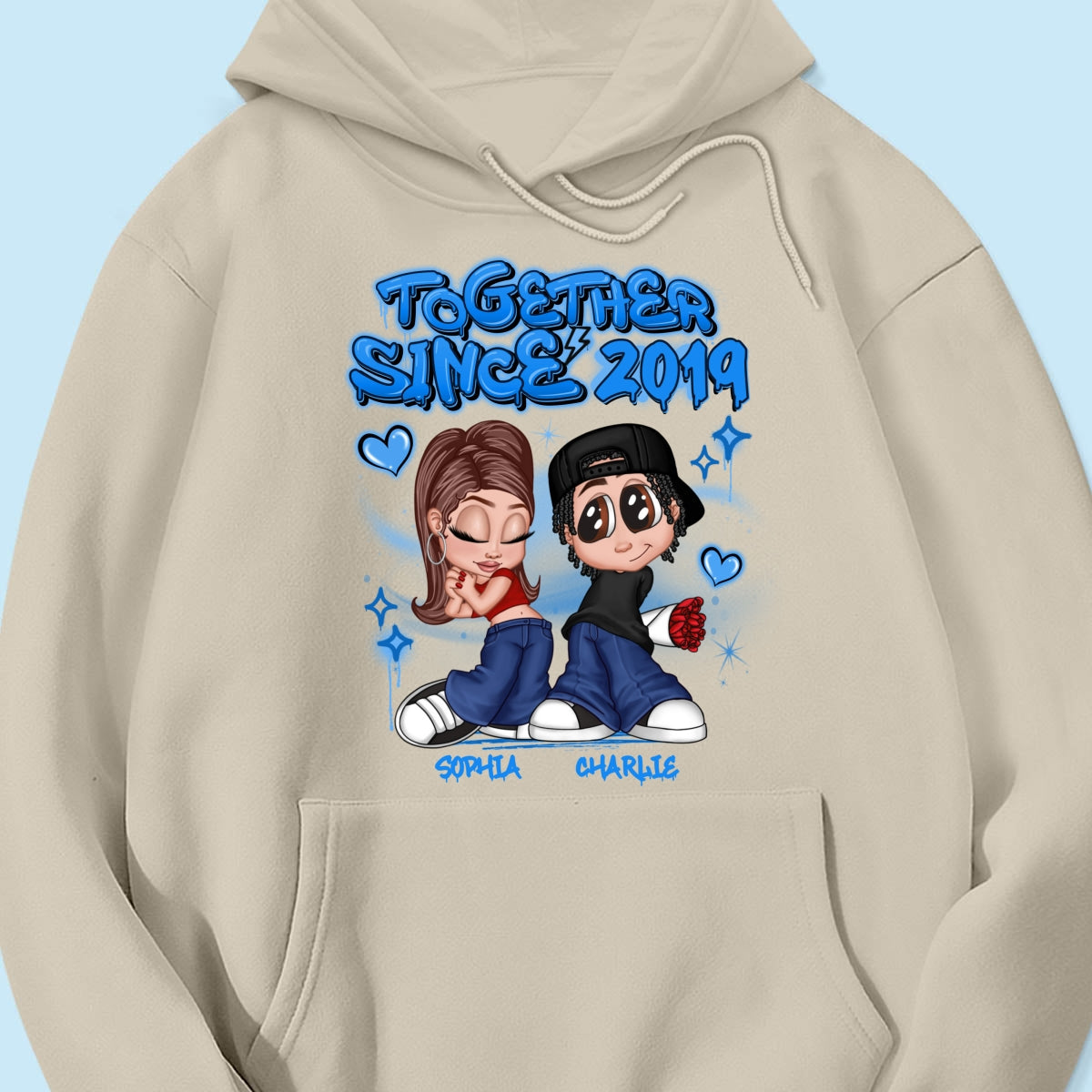 Y2K Couple Airbrushed Personalized Shirt, Perfect 2025  Gift For Him For Her