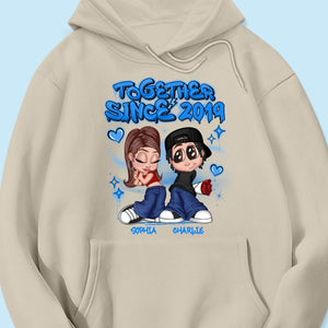 Y2K Couple Airbrushed Personalized Shirt, Perfect 2025  Gift For Him For Her