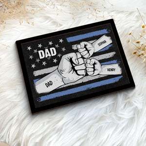 Dad Fist Bump Nation Flag Personalized 2-Layered Wooden Plaque, Father's Day Gift For Dad, For Husband