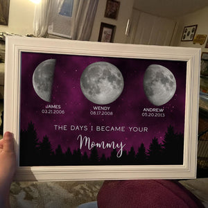 Galaxy Night The Days You Became Our Mom Birthday Moon Phase Personalized Poster, A Heartfelt Gift for Mom’s Birthday, or Just Because