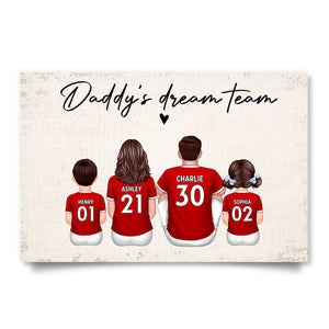Dad's Team Soccer Football Family Sitting Personalized Poster – Special Gift for Dad, Grandpa, Husband on Father's Day