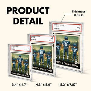 Football No. 1 Dad Man & Kids Trading Card Style Personalized Acrylic Block Plaque