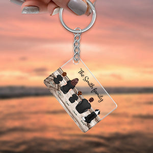 Family Sitting Vintage Background Personalized Acrylic Keychain, Gift For Family