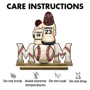 Baseball, Softball Mom And Kids Personalized Standing Wooden Plaque, Gift For Wife, Gift For Mom