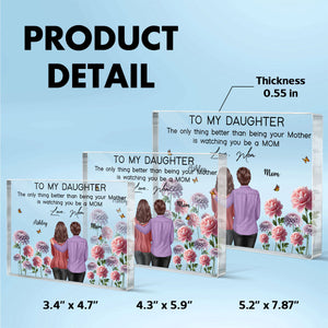 To My Daughter From Mom Happy Mother's Day Birth Flower Personalized Acrylic Block Plaque, Gift For Daughter