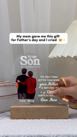 From Mom To Son Happy Father's Day Personalized LED Night Light, Heartfelt Father's Day Gift For Son
