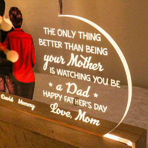 From Mom To Son Happy Father's Day Personalized LED Night Light, Heartfelt Father's Day Gift For Son