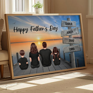 Retro Vintage Family A Little Whole Lot of Love Sign Posts Personalized Poster, Unique 2025 Father's Day Gift For Dad, Husband