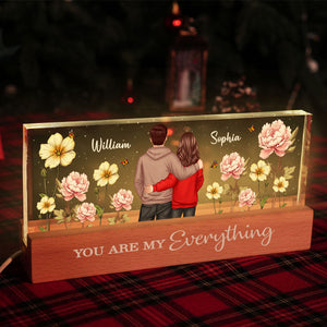 Couple Birth Month Flower Personalized Acrylic Block LED Night Light, Heartfelt 2025  Gift For Him, For Her, Boyfriend, Girlfriend, Husband, Wife