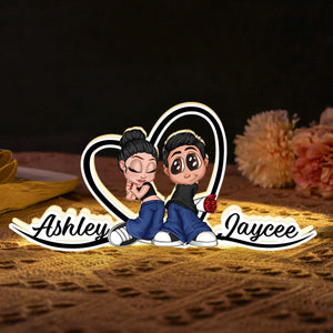 Y2K Couple Heart Shape With Names Personalized Light Box, Anniversary Gift, Unique Gift for Him for Her