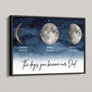 Starry Night Custom Birth Moon Phase The Days You Became Our Dad Personalized Poster, Heartfelt Birthday Gift For Dad