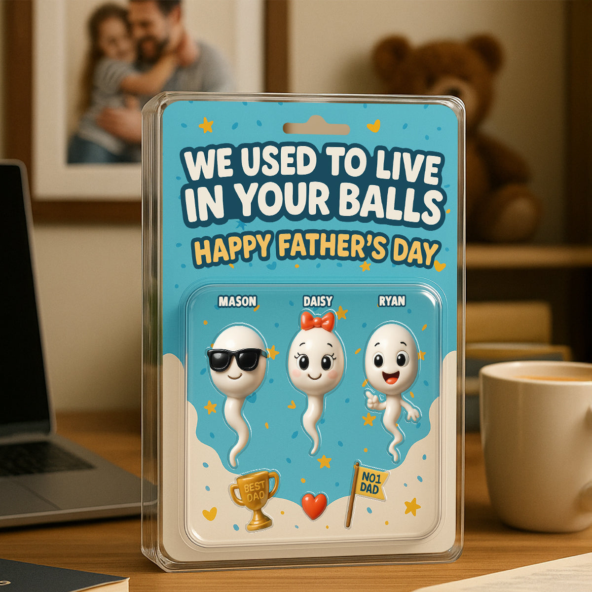 We Used To Live In Your Balls Dad Customer Figure Personalized Acrylic Block Plaque, Father's Day Gift for Dad, Gift for Husband