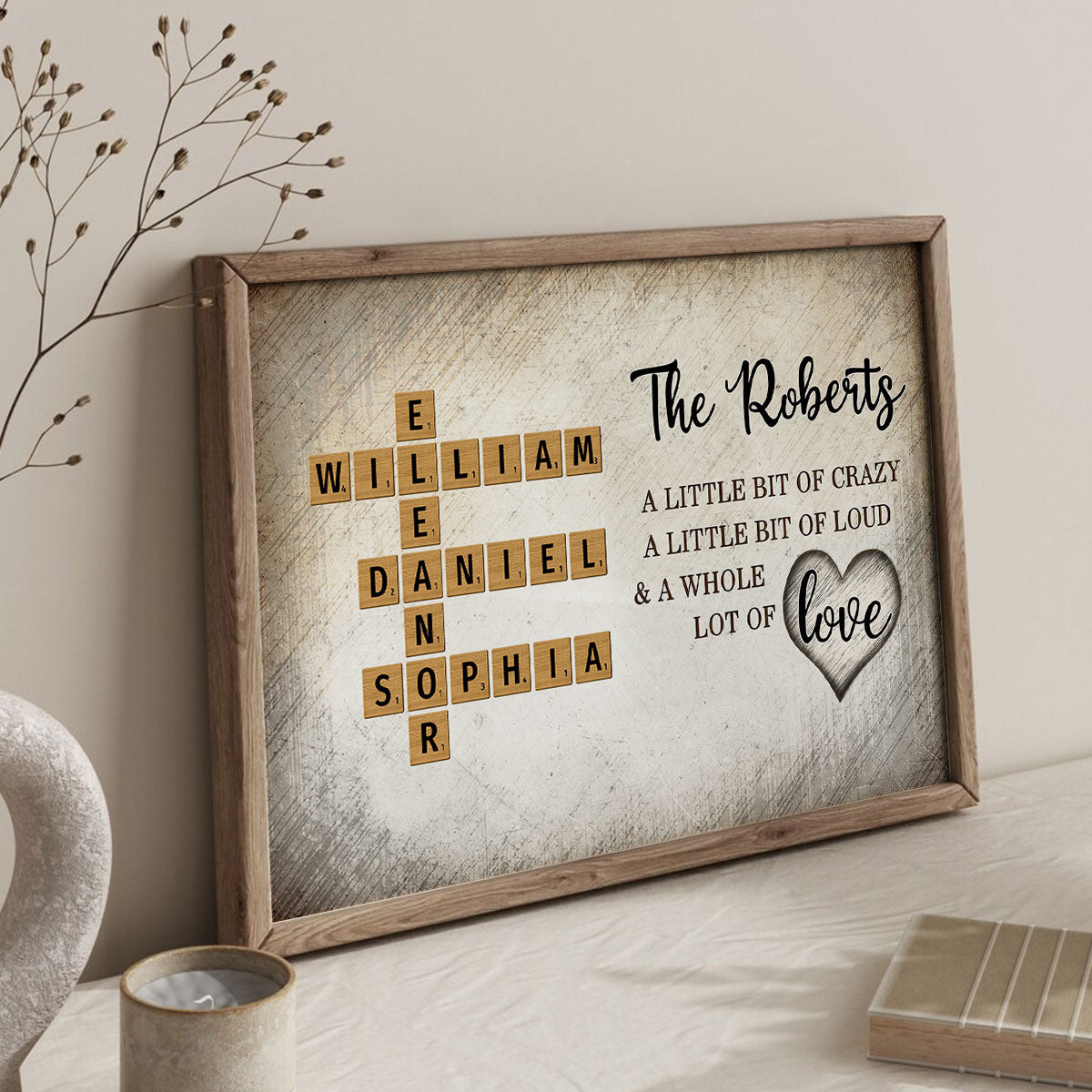 Family Whole Lot Of Love Crossword Puzzle Art - Captured In A Moment, Cherished For A Lifetime Personalized Poster, Unique & Meaningful Gift For Family
