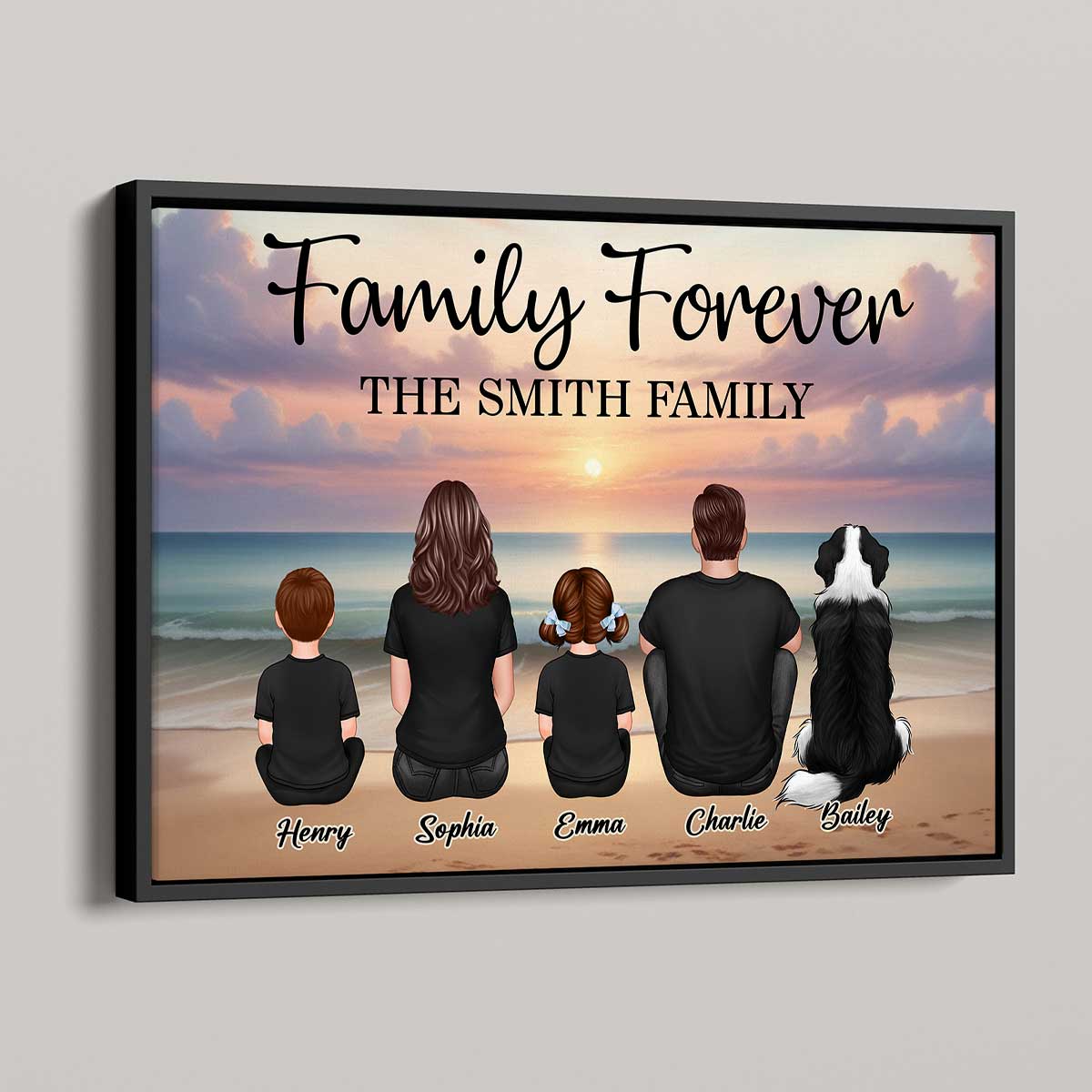 Eternal Beach Landscape Family Personalized Poster, Heartfelt Father's Day Gift For Dad, Husband