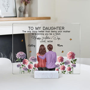 To My Daughter From Mom Happy Mother's Day Birth Flower Personalized Rectangle Acrylic Plaque with Stand, Gift For Daughter
