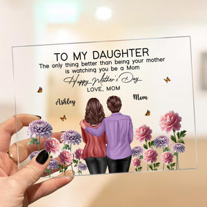 To My Daughter From Mom Happy Mother's Day Birth Flower Personalized Rectangle Acrylic Plaque with Stand, Gift For Daughter